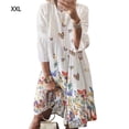 thumbnail image 1 of Sonducket Vestido Midi de manga larga estampado cuello gran columpio cintura alta ropa de mujer Vestidos Blanco XXL, 1 of 8