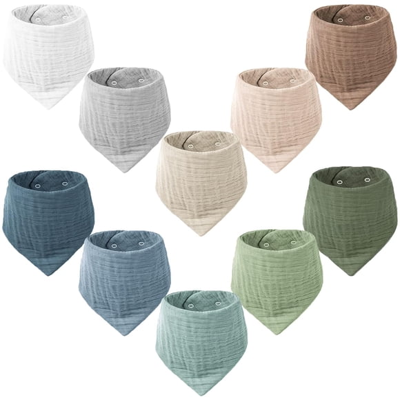 Baberos de muselina para bebés Konssy, paquete de 10 unidades, 100% algodón, unisex, de 0 a 36 meses