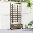 thumbnail image 3 of Outsunny Planter with Trellis, Raised Garden Bed with Wheels, Brown, 3 of 10