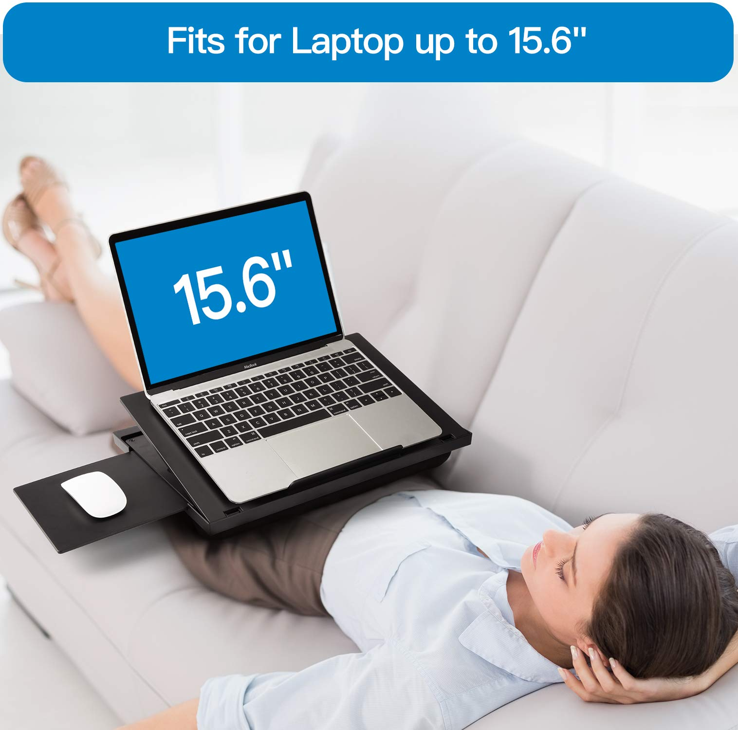 Adjustable Laptop Lap Desk Fits up to 15.6" with 6 Adjustable Angles, Detachable Mouse Pad, & Dual Cushions - image 4 of 8