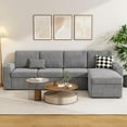 thumbnail image 6 of Akaber Sofa Bed, 103" L-Shaped Sectional Sleeper Sofa with Storage Chaise, Pull Out Couch, Cup Holders, Side Pockets, 6 of 8