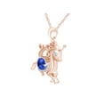 thumbnail image 2 of AFFY Round Shape Simulated Blue Sapphire & White Cubic Zirconia Unicorn Horse Pendant Necklace In 14k Rose Gold Over Sterling Silver, 2 of 6