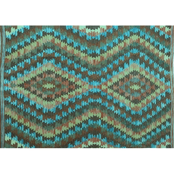 Ahgly Company Indoor Rectangle Southwestern Light Blue Country Area Rugs, 3' x 5'