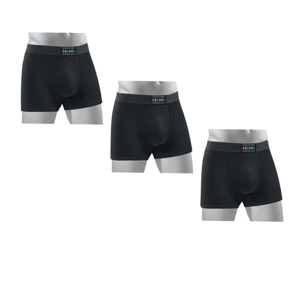 Colours by Alexander Julian 3 Pair Pack Men's Cotton Boxer, Black/Charcoal/Black Pack