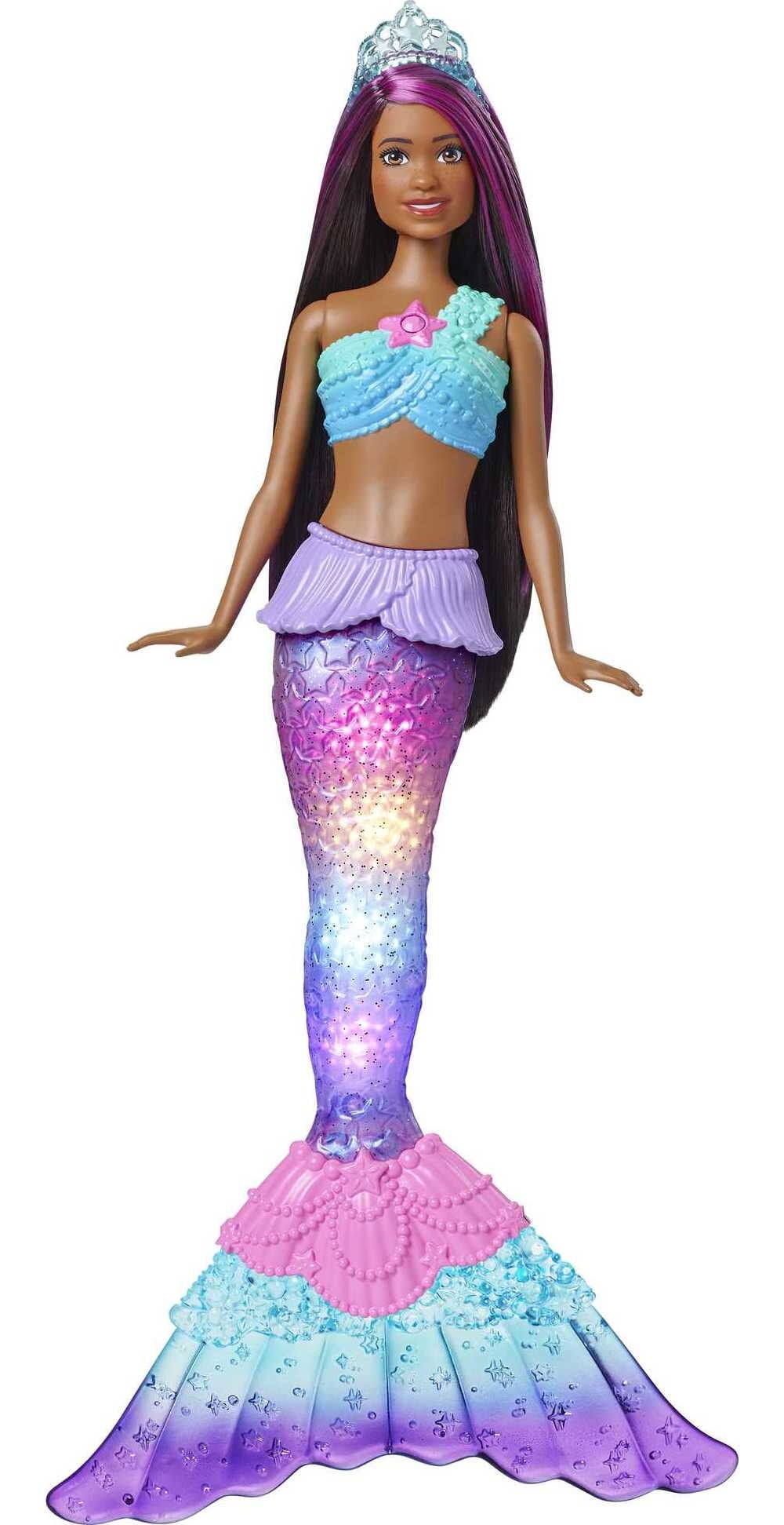 Barbie Dreamtopia Mermaid Doll with Twinkle Light-Up Tail and Purple-Streaked Hair