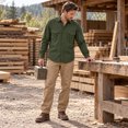 thumbnail image 4 of AZoiNM Men's Relaxed Fit Long Sleeve Button Down Casual Shirt Solid Color Wrinkle-Free Shirt with Chest Pockets, 4 of 8