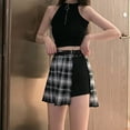 thumbnail image 4 of Huhudde Summers Skirt Punk Gotik Pleated Minis Skirt Asymmetric High Waist A Line Skirt with Shorts for Casual Party Cosplay, 4 of 20