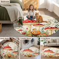 thumbnail image 6 of Retro Red Round Area&nbsp;Rug 3.3ft Mushroom Fern Plants Butterfly Beige Pastoral Non-Slip&nbsp;Washable Circle Rugs Soft Felt Indoor Floor Mat for Bedroom Kitchen Living Room Bathroom, 6 of 9