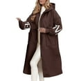 thumbnail image 4 of Niaviben Women Pea Coat Hooded Pea Coat Women Long Peacoat Women Winter Coats for Women Dress Coats for Women Womens Winter Coats Jackets for Women Brown 2XL, 4 of 5