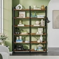 thumbnail image 1 of Greenstell 67" Industrial 6-Tier Bookshelf, Storage Rack with Open Shelves, Metal Frame, Rustic Brown, 1 of 6