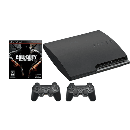 Used Sony PlayStation 3 PS3 Slim Console - 2 Controllers - Black Ops Bundle