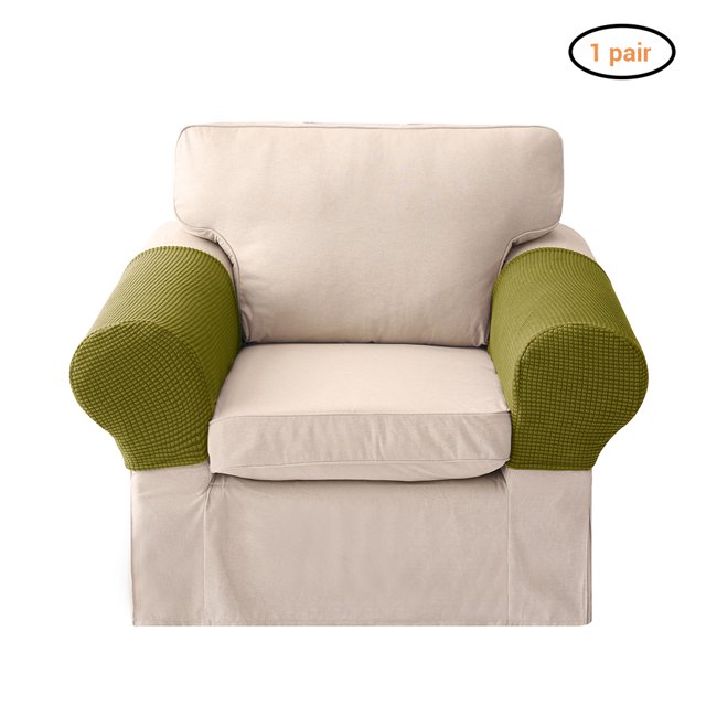 Protector de muebles de poliéster spandex para reposabrazos, funda elástica verde para sofá o sillón