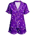 thumbnail image 4 of JIAYUE Women's Sleepwear Set Halloween Pattern Printed With Notched Collar Short Sleeve Tops And Shorts For Home Loose Wear Cozy For Lightweight And Breathable Comfort Pajamas, 4 of 4