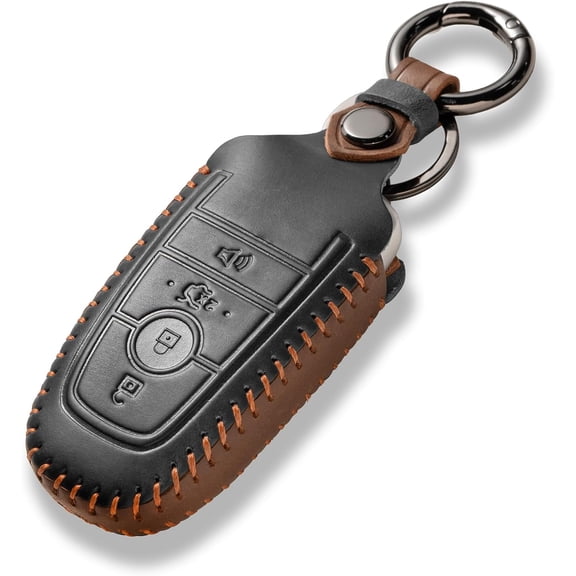 Key Fob Cover Compatible with Ford F150 F250 F350 F450 F550 Fusion Expedition Explorer Escape Edge 2017-2025 Leather Keychain Case Holder Protector,Black,4 Buttons