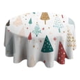 thumbnail image 4 of White Christmas Tree Pattern Round Tablecloth 60"x60",Wrinkle Wipeable Table Cloth for Kitchen Dining Room Picnic Patio Party, 4 of 6