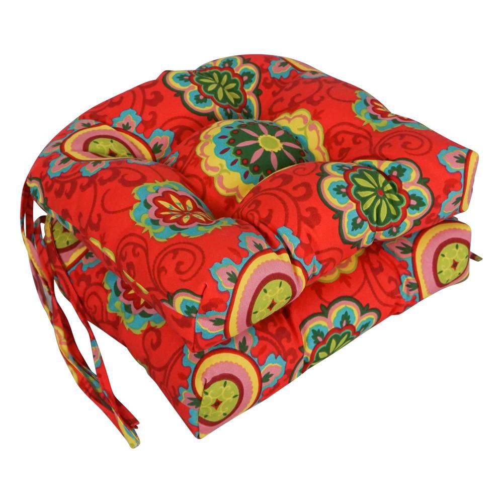 16-inch Outdoor Spun Polyester U-shaped Tufted Chair Cushions (Set of 2)