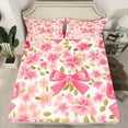 thumbnail image 2 of Manfei Kawaii Pink Bowknot 4pcs Bed Sheets for Girls Teens Children,Chic Flower Blossom King Sheets,Spring Graden Super Cozy Sheet Set,Breathable Home Decor, 2 of 7
