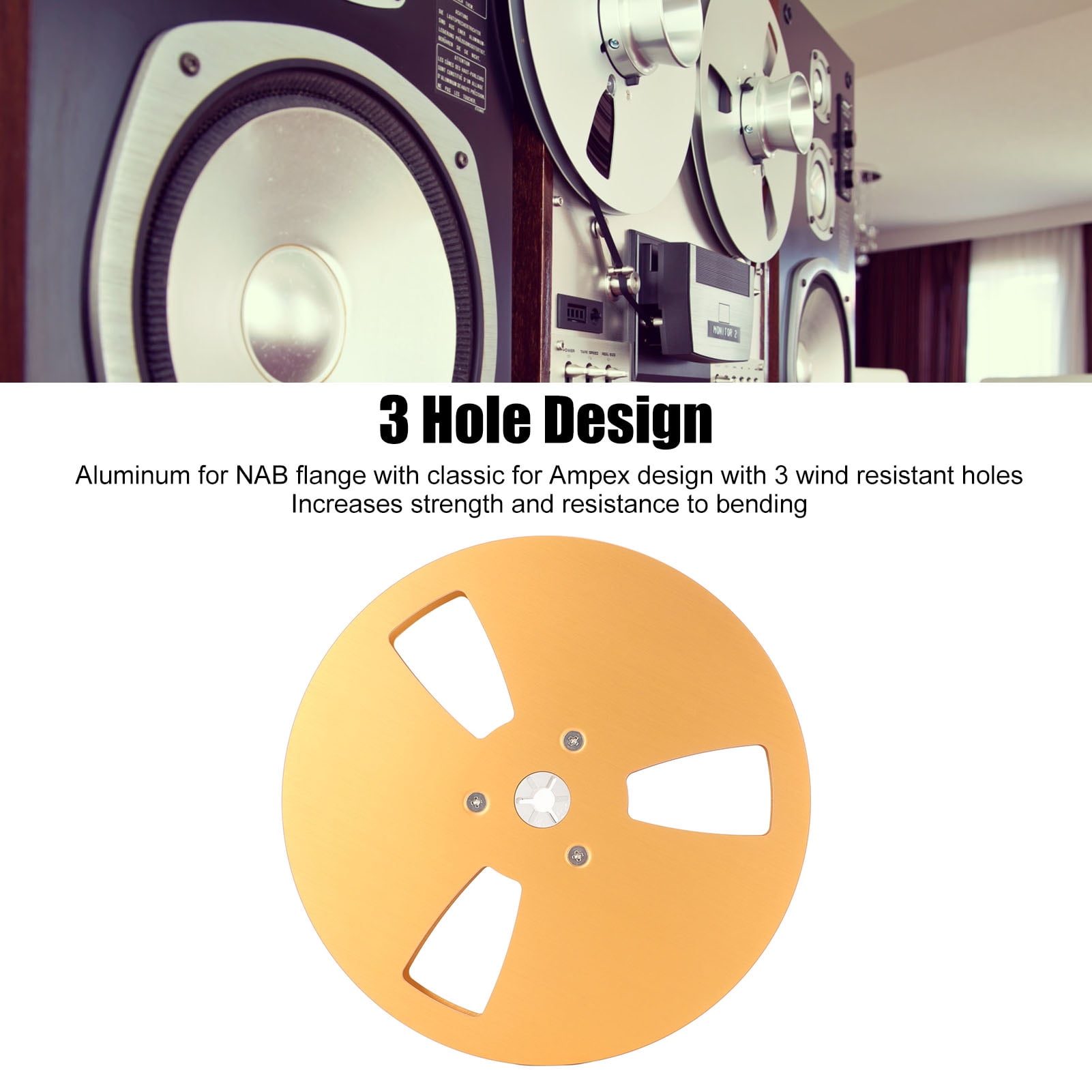 7 Inch Empty Tape Reel - 1/4 Inch Aluminum Alloy Reel To Reel Hub 3 Hole NAB