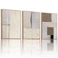thumbnail image 5 of HPNIUB Large Abstract Neutral Framed Canvas Wall Art Mid Century Beige Brown Gray Textured Painting Set of 3 for Living Room Bedroom Office 24x36 Inch, 5 of 9