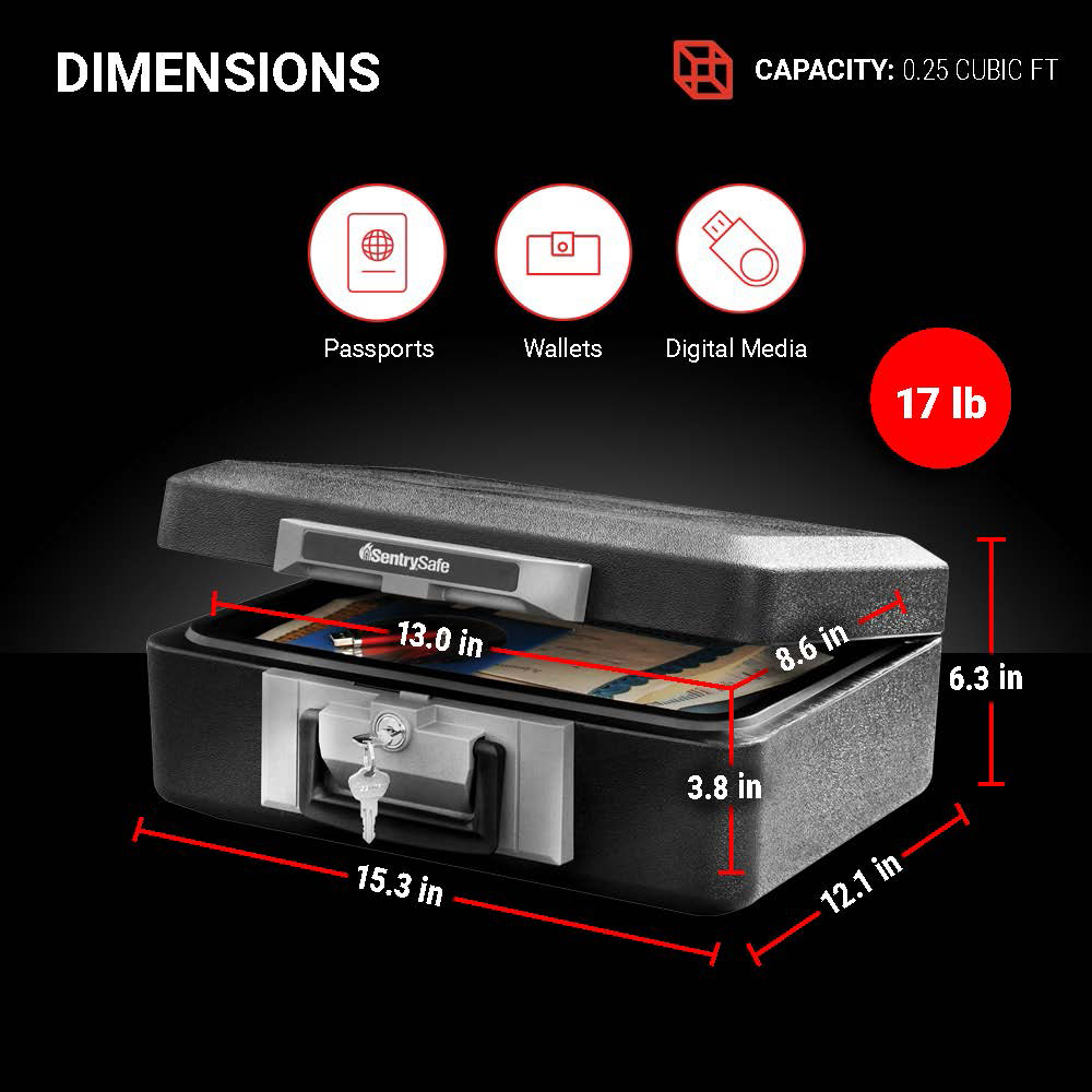 SentrySafe 1160 Fire-Resistant Box Safe with Key Lock 0.25 cu. ft ...
