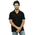 thumbnail image 5 of Atasi Men's Short Sleeve Black Cotton Kurta Collar Shirt Indian Casual Clothing-X-Large, 5 of 9