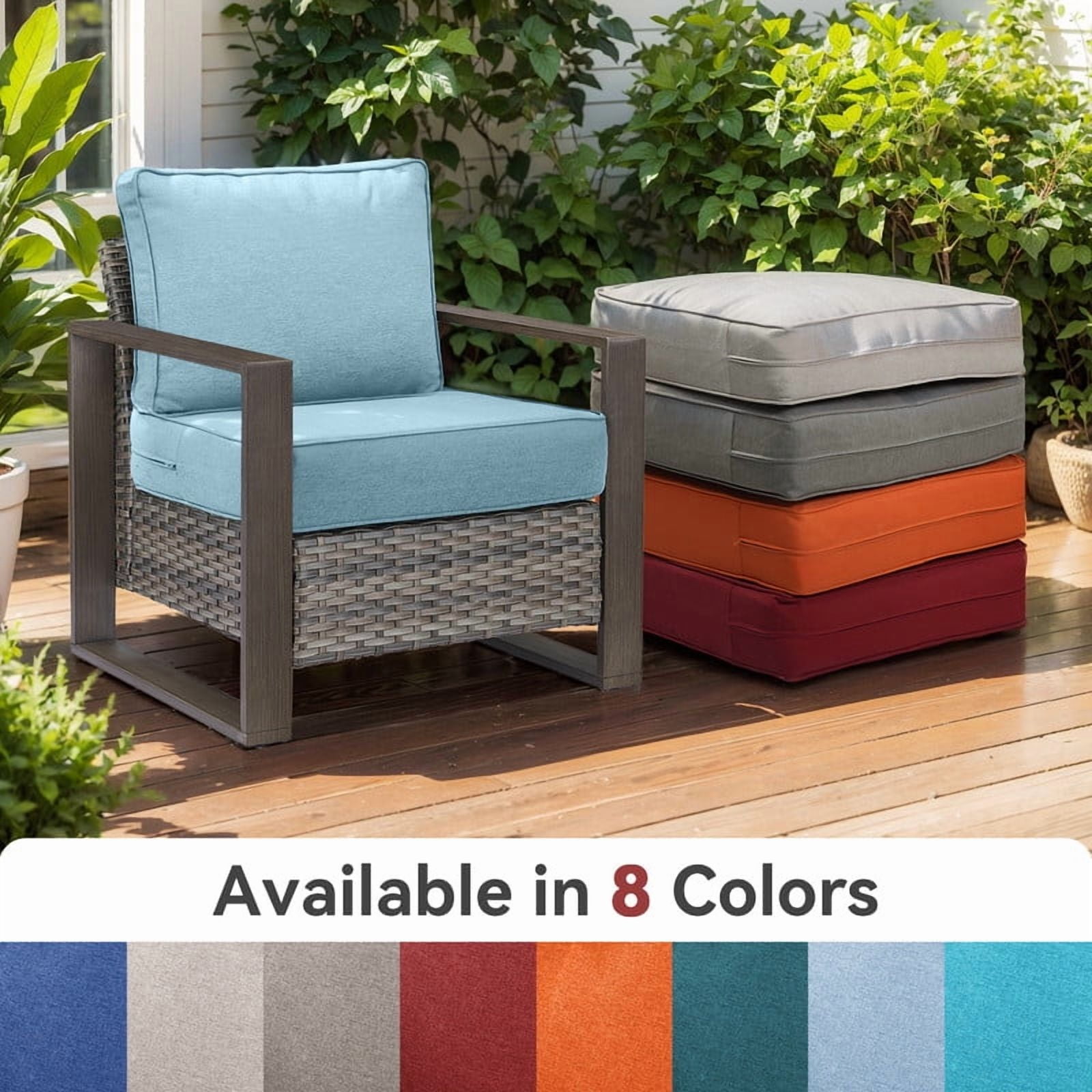 Gymojoy 24 in. x 24 in. x 6 in.Deep Seat Cushion Set, Olefin 4-Piece Deep Seating Outdoor Replacement Lounge Chair loveseat Sofa Cushion in Babyblue
