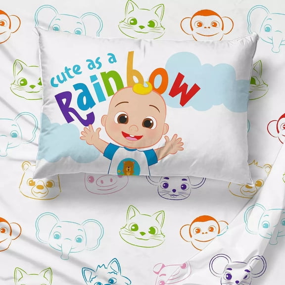 Cocomelon Animals Kids Full Microfiber Sheet Set, Rainbow Color Bed Sheets