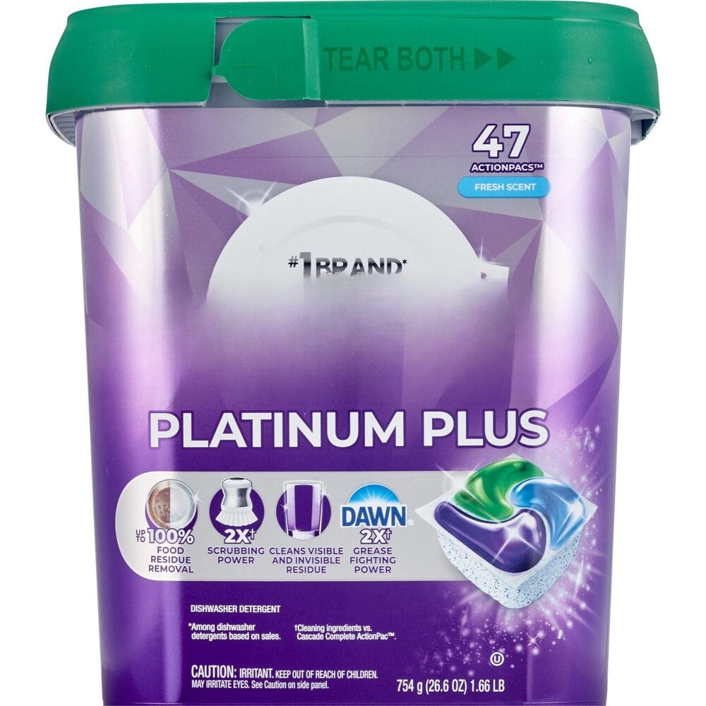 Fresh Platinum Plus ActionPacs Dishwasher Detergent, Fresh Scent, 47 ct