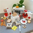 thumbnail image 4 of Baby Wooden Playhouse Microwave Oven Toaster Coffee Maker Set Children‘s Puzzle Simulation Kitchen Cutting Toys Cooking Pots Set, 4 of 7
