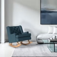 thumbnail image 1 of CorLiving Eleanor Fabric Tufted Timeless High Wingback Rocking Arm Chair with Wood Frame, Dark Blue, 1 of 11