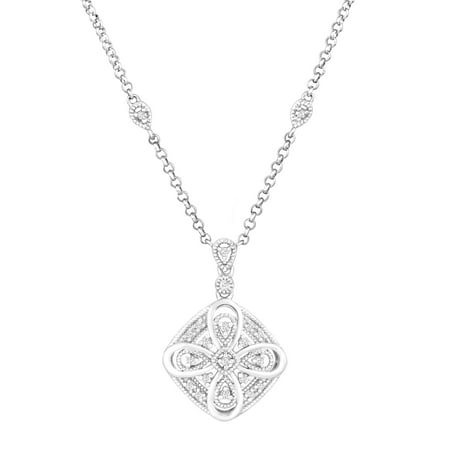 1/10 ct Diamond Filigree Necklace in Sterling Silver