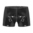 thumbnail image 2 of Men Shiny Leather Boxer, Sexy Open Crotch, Glossy PVC Leather, Wetlook Latex Short Pants, 2 of 9