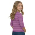 thumbnail image 5 of Girls Casual 3/4 Sleeve T Shirts Kids Crewneck Tops Fashion Striped Tees Purple,12-13 Years, 5 of 7
