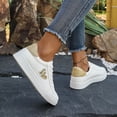 thumbnail image 4 of Rokment Glitter Sequin White Low Top Fashion Sneakers for Women 2026 Spring Fall Heart Design Leather Stylish Casual Platform Walking Skate Tennis Shoes Gold Size 6.5, 4 of 6