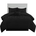 thumbnail image 4 of DNG Creations 5 Piece Luxurious Half Pinch Pleated Comforter Long Lasting 100% Egyptian Cotton, 800 TC 550 GSM All Season ( Full/Queen Size ) Solid Black Colour, 4 of 8