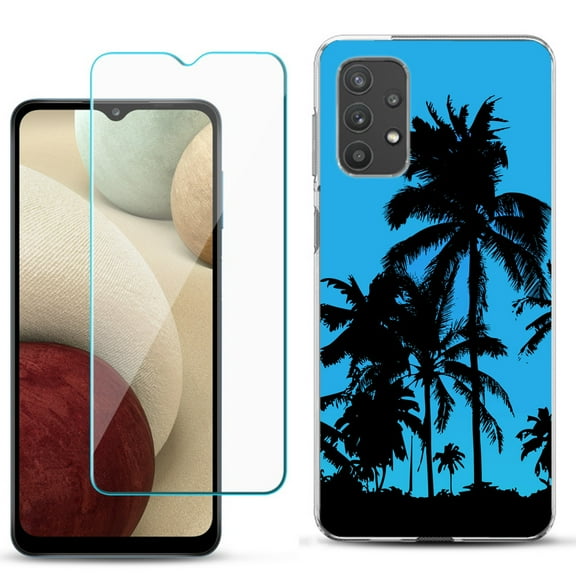 Slim-Fit TPU Phone Case compatible with Samsung Galaxy A32 5G, with Tempered Glass Screen Protector, by OneToughShield ® - Tropical Summer