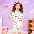 thumbnail image 4 of Teen Silk Pjs for Girls Valentine Pajamas Short Sleeve Heart Button Down Sleep Shirt Kids Pajamas Girls 12-13 Years, 4 of 4