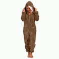 thumbnail image 4 of Towmus Womens Sherpa Jumpsuit Fuzzy Pajamas Long Sleeve Adult Onesie Pajamas for Women Zipper Hooded Plush Sleepwear Loungewear with Pockets, 4 of 8