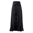 thumbnail image 4 of WRFWUL Womens Skirt Pants High Waist Wide Leg Ruffle Pants Tie Front Asymmetrical Hem Flowy Casual Dressy Trousers, 4 of 4