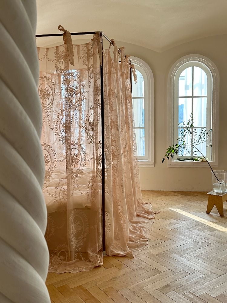 Elegant Lace Princess 4 Corner Post Mosquito Net Romantic for Girls Women Bed Curtain Canopy for Adults Wedding Bedroom Kids Rooms Decoration,Jade-2,Queen