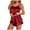 Red, variant on Wioihee Women's Silk Cami Pajama Set Cowl Neck Tank Top Shorts Satin Pjs Lace Trim Camisole Sleepwear Wine XL(XL)