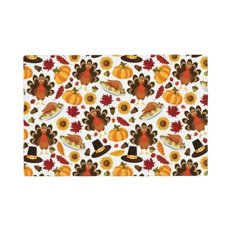 

Placemats Set of 4 turkey hat Pumpkin Heat Resistant Non - Slip Place mats Waterproof table mat for Kitchen Dining-4片装