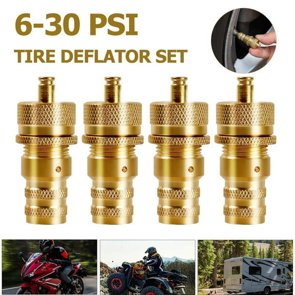 AUTOXBERT 4PCS 6-30 PSI Adjustable Tire Deflator Kit Air Pressure Down Tool 4WD off road