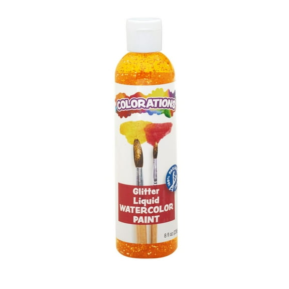 Colorations Paraben Free Glitter Liquid Watercolor- Orange, 8 oz.