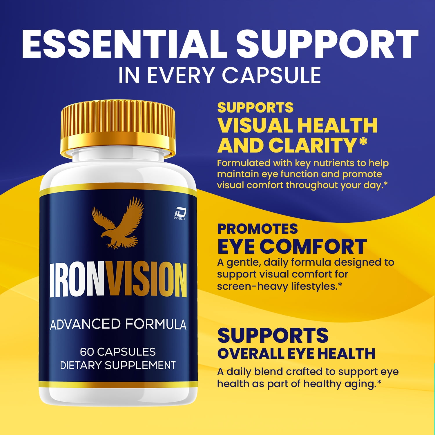 Iron Vision Eye Support Supplement – IronVision Capsules Eye Vitamins Healthy Vision, 3 Pack, 180 Capsules