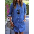 thumbnail image 2 of Vestido de jeans Camisa con botones de manga larga Blusa informal de color sólido Top de mujer, XXL Inevent AP002078-05, 2 of 7