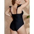 thumbnail image 5 of Charmo Womens Plus Size Ruffled V Necke Bath Suit One Piece Monkini Swimwear Solid Swimsuit, 5 of 6