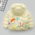 thumbnail image 2 of dmqupv Toddler Winter Coats for Girls 2t Toddler Boys Girls Winter Windproof Cartoon Monkey Prints Bear Ears Hooded Coat Beige 3-4 Years, 2 of 4