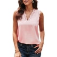 thumbnail image 1 of Top de Verano Holgado Sin Mangas con Escote en V y Encaje de Pestañas, Color Rosa, Talla M, 1 of 10