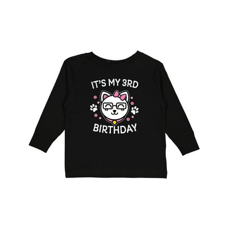 

Inktastic Its My 3rd Birthday with Cat in Glasses Gift Toddler Toddler Girl Long Sleeve T-Shirt